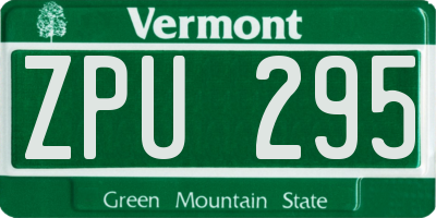 VT license plate ZPU295