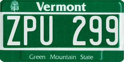 VT license plate ZPU299