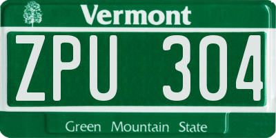 VT license plate ZPU304