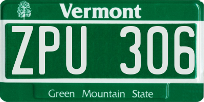 VT license plate ZPU306