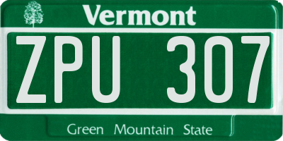 VT license plate ZPU307