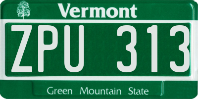 VT license plate ZPU313