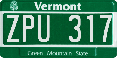 VT license plate ZPU317