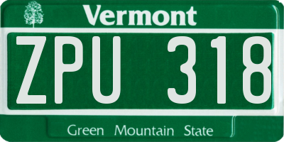 VT license plate ZPU318