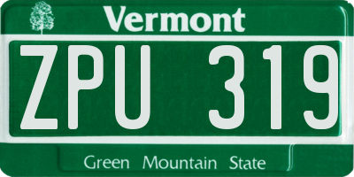 VT license plate ZPU319