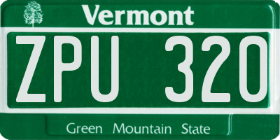 VT license plate ZPU320