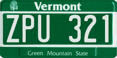 VT license plate ZPU321