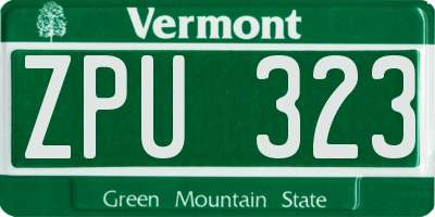 VT license plate ZPU323