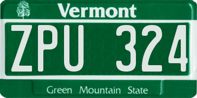 VT license plate ZPU324