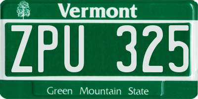 VT license plate ZPU325
