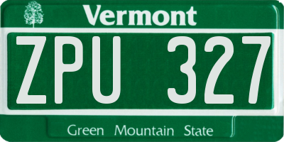 VT license plate ZPU327