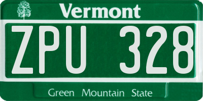 VT license plate ZPU328