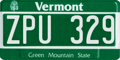 VT license plate ZPU329
