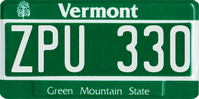 VT license plate ZPU330
