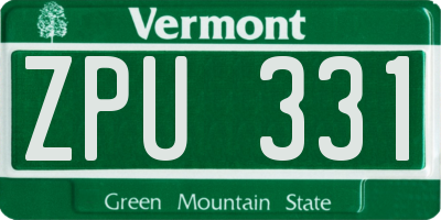 VT license plate ZPU331