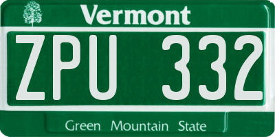 VT license plate ZPU332