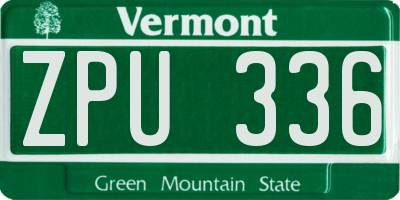 VT license plate ZPU336