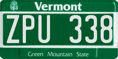 VT license plate ZPU338