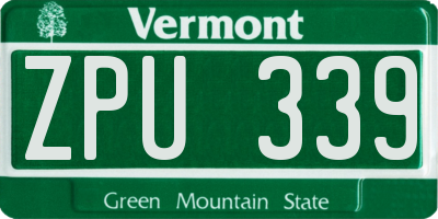 VT license plate ZPU339