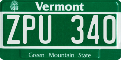 VT license plate ZPU340