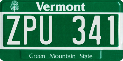 VT license plate ZPU341