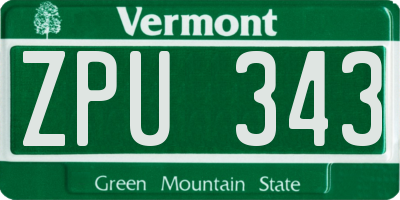 VT license plate ZPU343