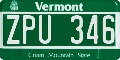 VT license plate ZPU346