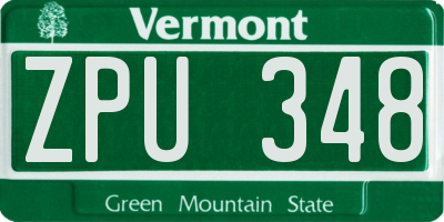 VT license plate ZPU348