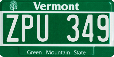VT license plate ZPU349