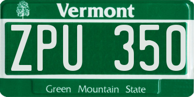 VT license plate ZPU350