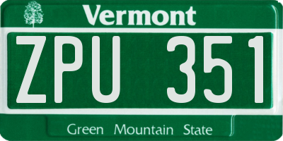 VT license plate ZPU351