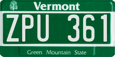 VT license plate ZPU361