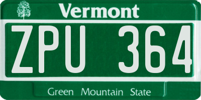 VT license plate ZPU364