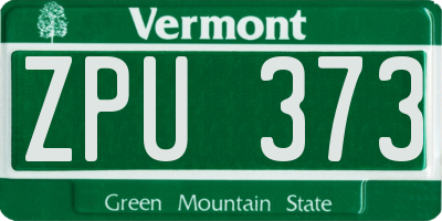 VT license plate ZPU373