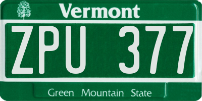 VT license plate ZPU377