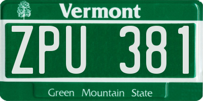 VT license plate ZPU381