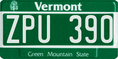 VT license plate ZPU390