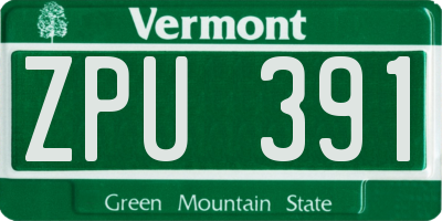 VT license plate ZPU391