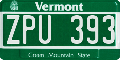 VT license plate ZPU393
