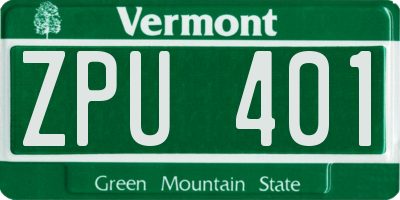 VT license plate ZPU401