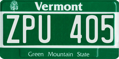 VT license plate ZPU405