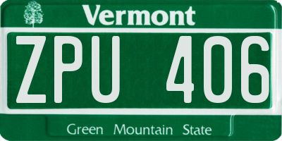 VT license plate ZPU406