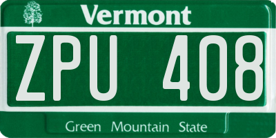 VT license plate ZPU408