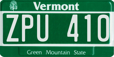 VT license plate ZPU410