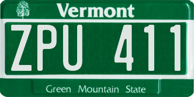 VT license plate ZPU411