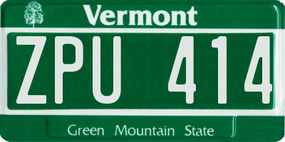VT license plate ZPU414