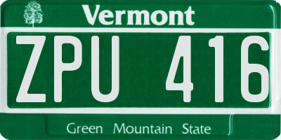VT license plate ZPU416