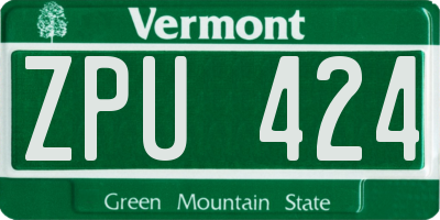 VT license plate ZPU424