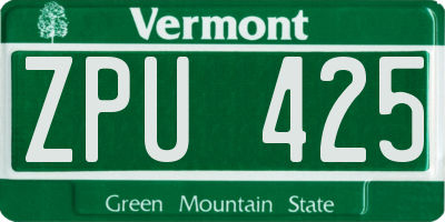 VT license plate ZPU425