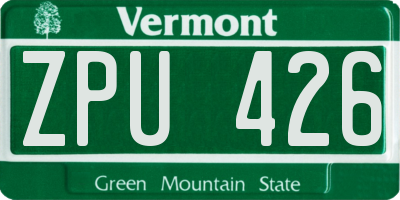 VT license plate ZPU426